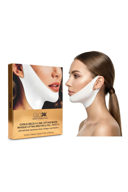 GLO24k chin & neck V-Line lifting mask 5 pack