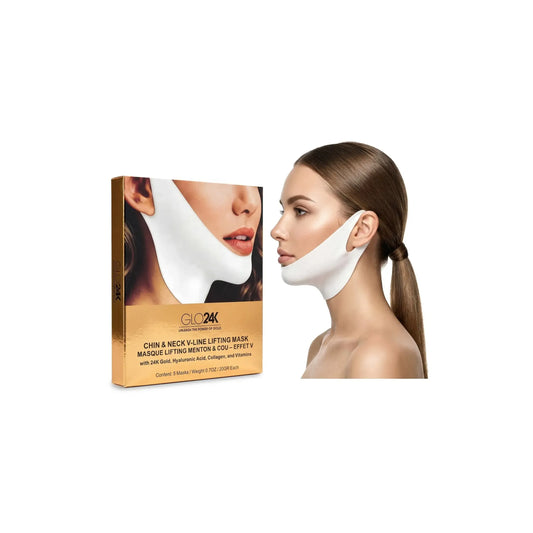 GLO24K chin & neck V-Line lifting mask 5 pack
