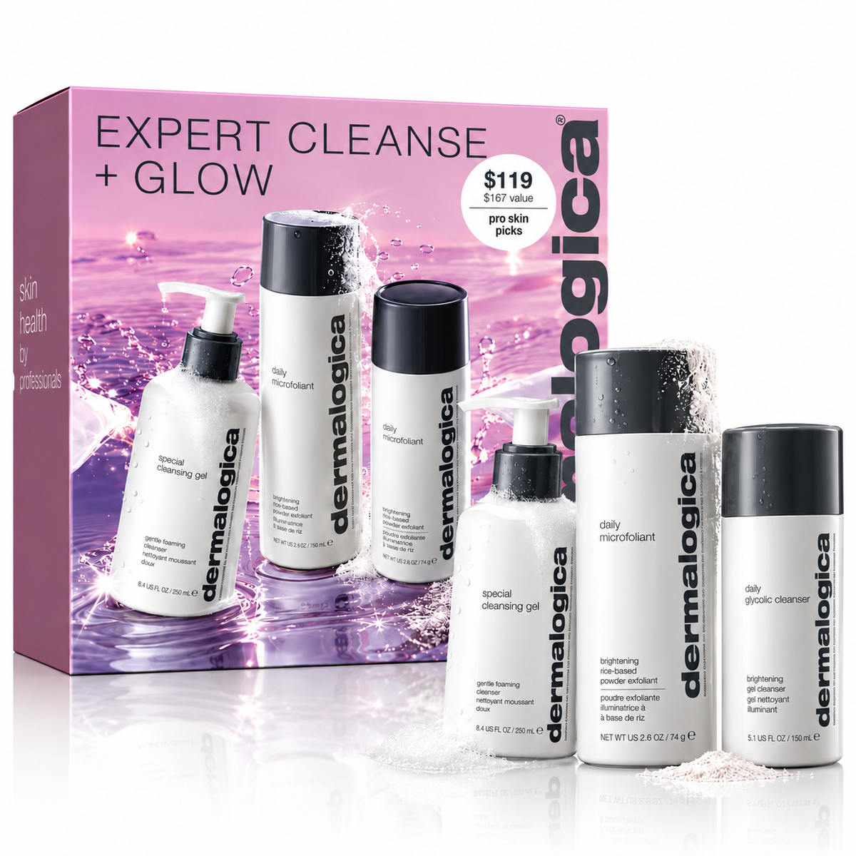 Dermalogica cleanse + glow set + free gift