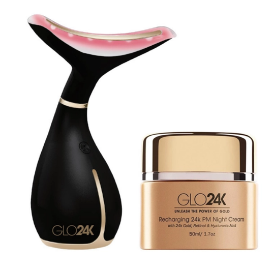 GLO24K Neck & Face LED Beauty Massager + 24k Night Cream