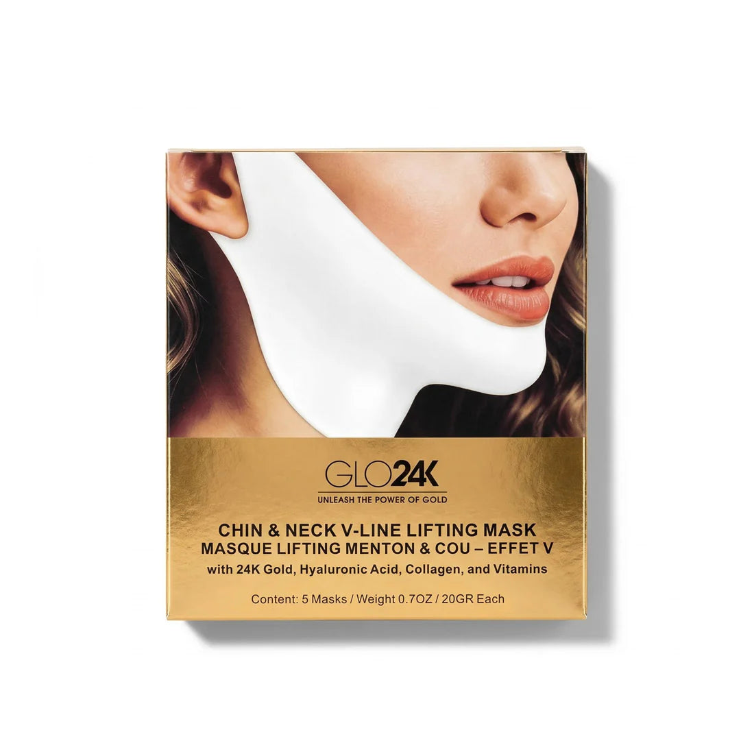GLO24k chin & neck V-Line lifting mask 5 pack
